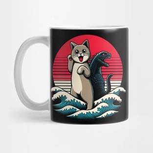 Catzilla Cat Japanese Art Funny Cat Mug